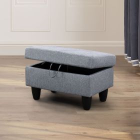 Grey Flannel Living Room Sofa Set Ottoman