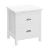 Yes4wood Versatile White 2-Drawers Nightstand, Bedside Table, End Table for Living Room Bedroom, Assembled with Sturdy Solid Wood