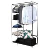 64" Portable Closet Storage Organizer Wardrobe Clothes Rack with Shelves Black