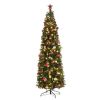 7.5ft Pencil Shape Automatic Tree Structure PVC Material 1090 Round Heads 350 Lights Warm Color With Colorful 10 Modes, Christmas Tree Green