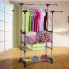 Horizontal & Vertical 3 Tiers Stainless Steel Clothing Garment Shoe Rack