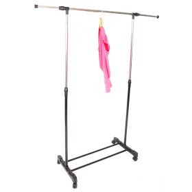 Single-bar Vertical & Horizontal Stretching Stand Clothes Rack with Shoe Shelf