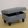 Grey Linen Living Room Sofa Ottoman