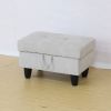 Grey White Flannel Living Room Sofa Ottoman