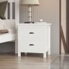 Yes4wood Versatile White 2-Drawers Nightstand, Bedside Table, End Table for Living Room Bedroom, Assembled with Sturdy Solid Wood