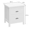 Yes4wood Versatile White 2-Drawers Nightstand, Bedside Table, End Table for Living Room Bedroom, Assembled with Sturdy Solid Wood