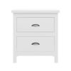 Yes4wood Versatile White 2-Drawers Nightstand, Bedside Table, End Table for Living Room Bedroom, Assembled with Sturdy Solid Wood