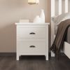 Yes4wood Versatile White 2-Drawers Nightstand, Bedside Table, End Table for Living Room Bedroom, Assembled with Sturdy Solid Wood