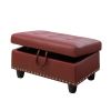 Red Faux Leather Synthetic Leather Storage Ottoman