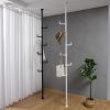 Adjustable Laundry Pole Clothes Drying Rack Coat Hanger DIY Floor to Ceiling Tension Rod Storage Organizer for Indoor, Balcony - White