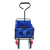 Folding Wagon Garden Shopping Beach Cart (blue)