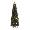 7.5ft Pencil Shape Automatic Tree Structure PVC Material 1090 Round Heads 350 Lights Warm Color With Colorful 10 Modes, Christmas Tree Green