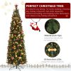 7.5ft Pencil Shape Automatic Tree Structure PVC Material 1090 Round Heads 350 Lights Warm Color With Colorful 10 Modes, Christmas Tree Green