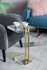 22" Crystal Side Table with Gold Metal Frame, Artistic Accent Table for Living Room Entryway Bedroom