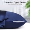 Lacette Silk Pillowcase 1 Pack for Hair and Skin, Mulberry Silk, Double-Sided Silk Pillow Cases with Hidden Zipper (Navy Blue, King 20" x 36")