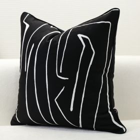 Nordic Style Pillow Cushion Sofa Cushion (Option: Black double sided flower-30x50cm)