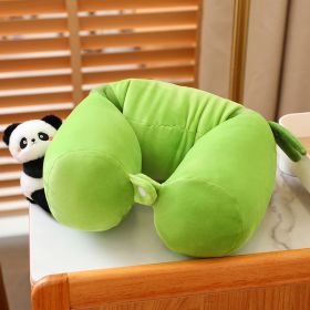 Bamboo Pipe Panda Home Long Cylinder Pillow Bedside Cushion Girls' Side Sleeping Leg Lock Pillow (Option: U shaped Neck Pillow-55cm)