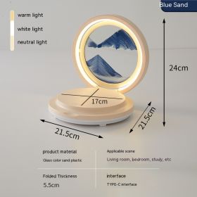 Creative Quicksand Painting Mobile Phone Charging Bluetooth Speaker Desk Lamp (Option: Blue Sand-USB)