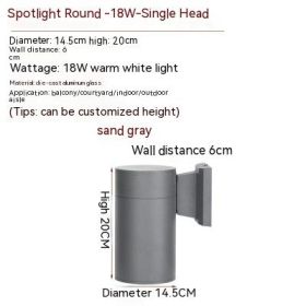 Waterproof Up And Down Spotlight (Option: Warm Light-Gray Single Head 12W)