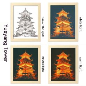 LED Luminous USB Interface Picture Frame Decorative Painting Bedroom Bedside Small Night Lamp Decoration (Option: Yueyang Building-23x32cm)