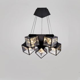 Home Bedroom Model Room Lamp Nordic Star Dining Room Chandelier (Option: Black-5heads-warm light)