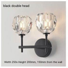 Bedroom Bedside Crystal Wall Lamp (Option: White Light LED5W-Double Head Black)