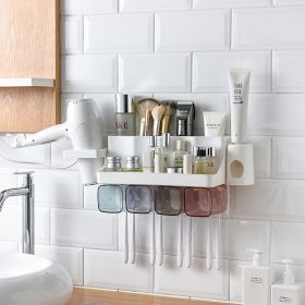 Toothbrush Holder Bathroom Shelving Hole-free Suction Wall (Option: Hair dryer with belt-1 Style)