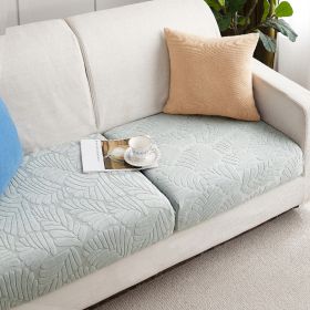 Knitted Elastic Sofa Cover Cushion All-season Universal (Option: Light grey large leaves-S)