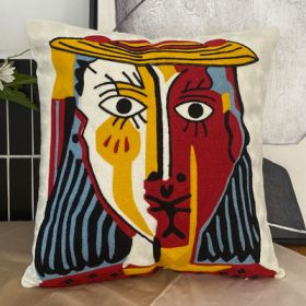 Embroidered Cushion Against Color Three-dimensional Throw Picasso Abstract Pillowcase (Option: Facial makeup-45x45cm-Pillowcase)