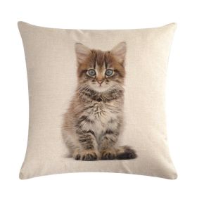 Cute Kitten Linen Pillowcase Cushion Cover (Option: 17-45x45cm)