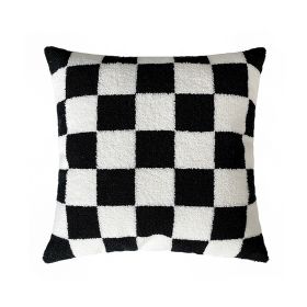 Removable And Washable Pillow Cover For Living Room Sofa (Option: Embroidered checkerboard-45x45cm)