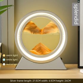 Quicksand Painting Hourglass Decoration Small Night Lamp Atmosphere Gift (Option: Rechargeable-Silver Frame Orange Sand)