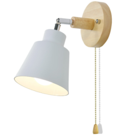 Wooden Zipper Bedside Wall Lamp (Option: White-With switch-without light source)