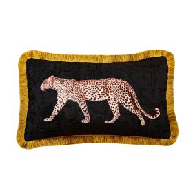 Fashion Leopard Sofa Waist Cushion Tide Brand Pillowcase (Option: BlackD-50x30cm-Pillowcase)