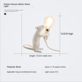 Resin Animal Mini Mouse Decorative Lamp (Option: AU Without Light Source-White Standing Mouse)