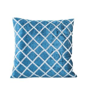 Pastoral Fashion Personality Simple Trend Stripe Wild Ribbon Embroidered Pillowcase (Option: Blue-45X45CM)