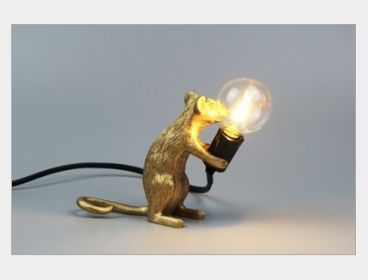 Resin Animal Mini Mouse Decorative Lamp (Option: EU Without Light Source-Golden Sitting Mouse)