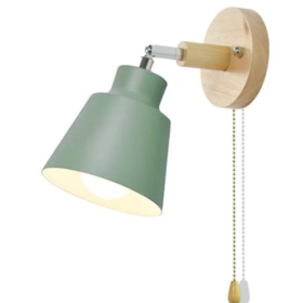 Wooden Zipper Bedside Wall Lamp (Option: Green-With switch-without light source)