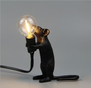 Resin Animal Mini Mouse Decorative Lamp (Option: UK Without Light Source-Black Standing Mouse)