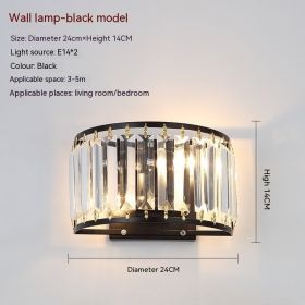 American Simple Crystal Wall Lamp (Option: Warm Light-Black)