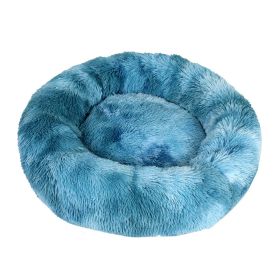 Doghouse Plush Round Pets Keep Warm In Autumn And Winter (Option: Cyan Tie Dye-4XL)