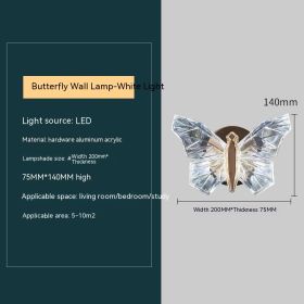 Butterfly Bedroom Decorative Lamp Wall Lamp (Option: White Light)