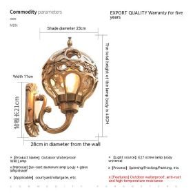 Waterproof Balcony Courtyard Living Room Bedroom Stairs Corridor Aisle Wall Lamp (Option: Large Bronze)