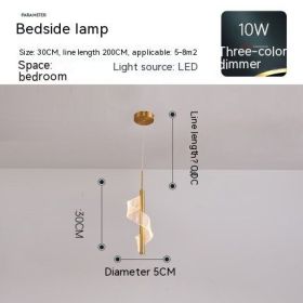 Modern Simple And Light Luxury Bedroom Bedside Chandelier (Option: Golden Tricolor Light)