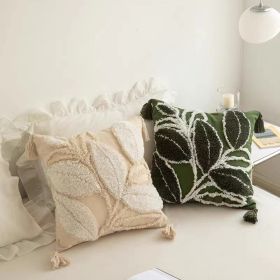 Throw Pillow Leaf Home Living Room Sofa Bed Cushion Tufted Throw Pillowcase (Option: Leaf green-45x45cm)