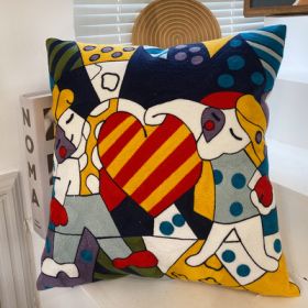 Embroidered Cushion Against Color Three-dimensional Throw Picasso Abstract Pillowcase (Option: Clown-45x45cm-Pillowcase)