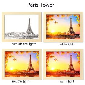 LED Luminous USB Interface Picture Frame Decorative Painting Bedroom Bedside Small Night Lamp Decoration (Option: Paris Tower-23x32cm)