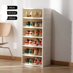 Double Row Folding Shoe Box Transparent Storage Rack Installation (Option: White six layer)