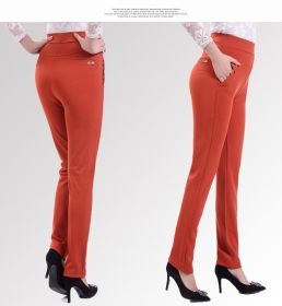 Middle-aged Women's Small Feet Stretch Casual Pants (Option: Orange-5XL)