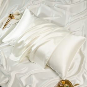 Silk Pillowcase One-pair Package Solid Color (Option: Pure White-48cmX 74cm)